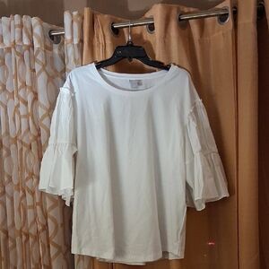 Chico's White Ruffle Sleeve Blouse